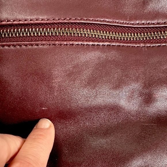 BURGUNDY RACHEL ZOE LUXE LEATHER SATCHEL FRINGE ZIPPER TASSELS - Picture 16 of 16